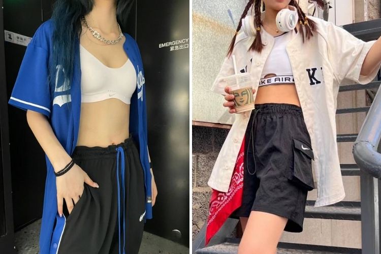 Mac bra phoi voi ao khoac jersey