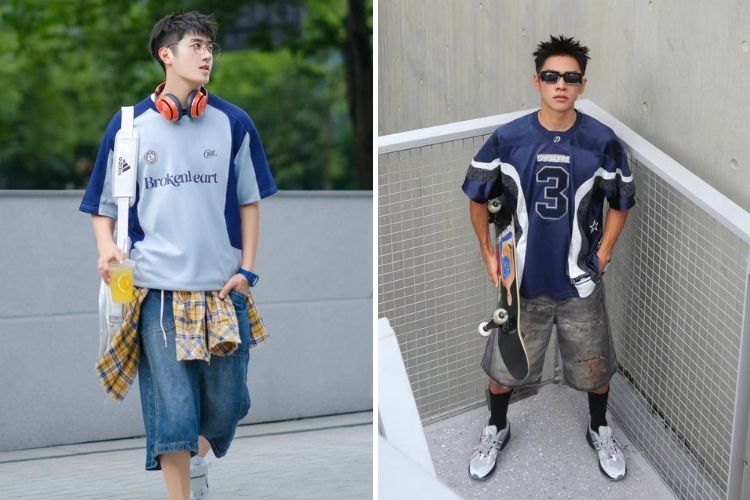 jersy shirt the thao mix voi quan lung