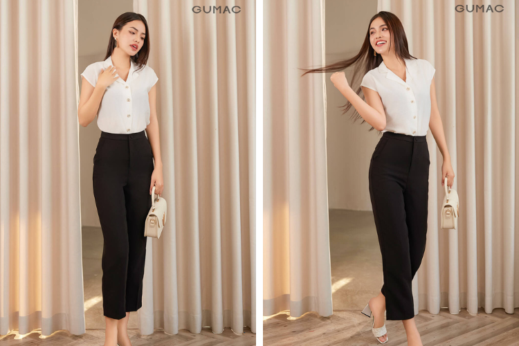 phối cùng quần tây ống đứng