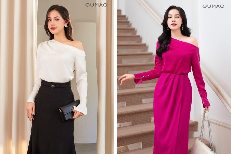 Du lịch nước ngoài với áo kiểu lệch vai