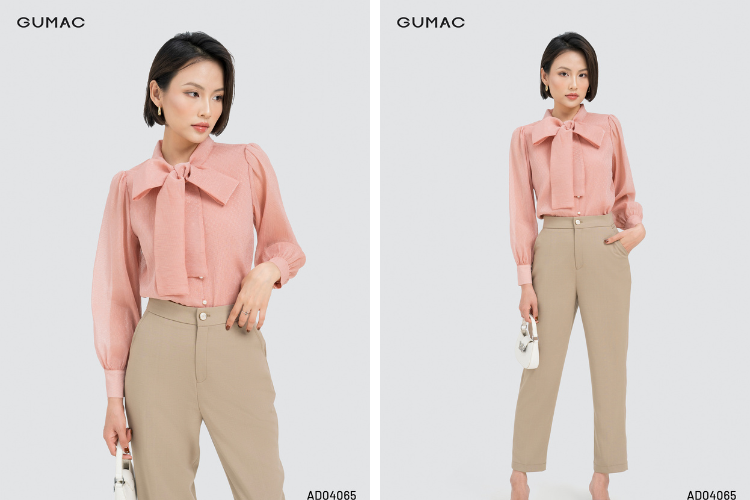 áo cổ phối nơ 