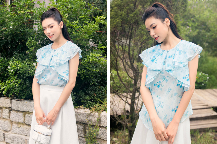 áo blouse xếp bèo