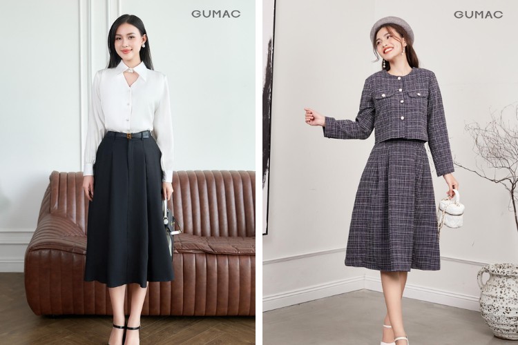 Đi tân gia với chân váy xếp ly cho nàng