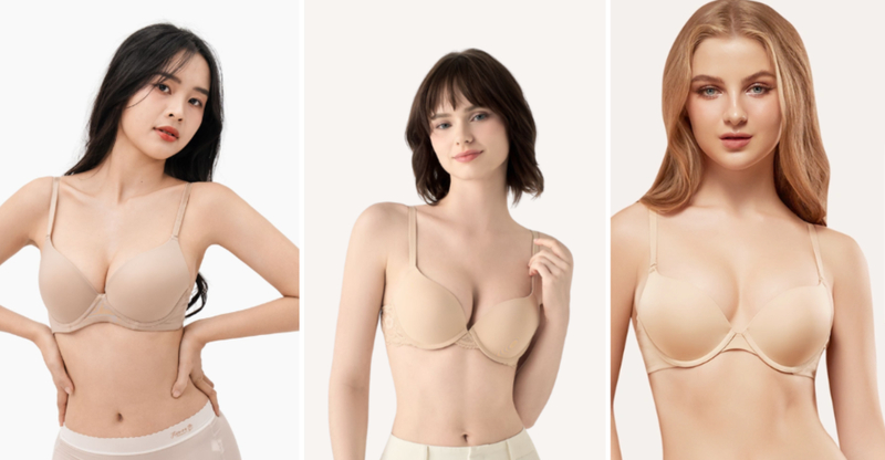 Áo ngực size 32 có gọng và nâng nhẹ giúp cố định chân ngực, gom bầu ngực vừa phải và tạo đường cong cân đối hơn.