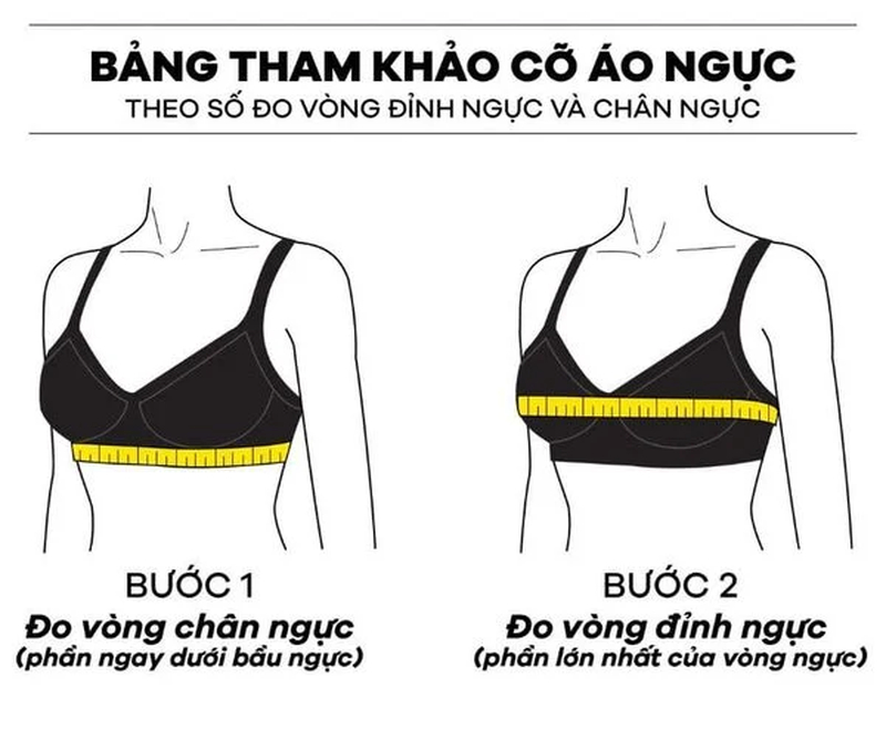 Sau khi xác định vòng chân ngực phù hợp với size 38, nàng cần đo thêm vòng đỉnh ngực để biết mình nên chọn cúp A, B, C hay D.