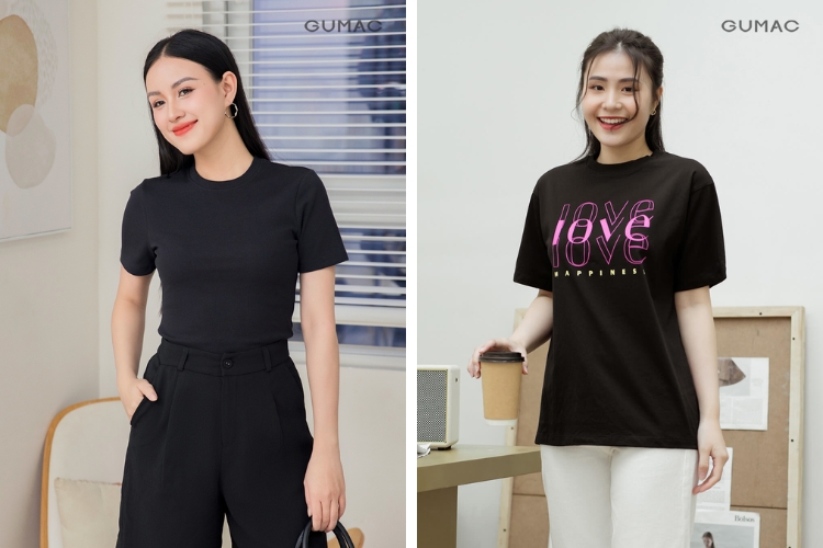 Lựa chọn áo thun cho người mập nữ có họa tiết đơn giản