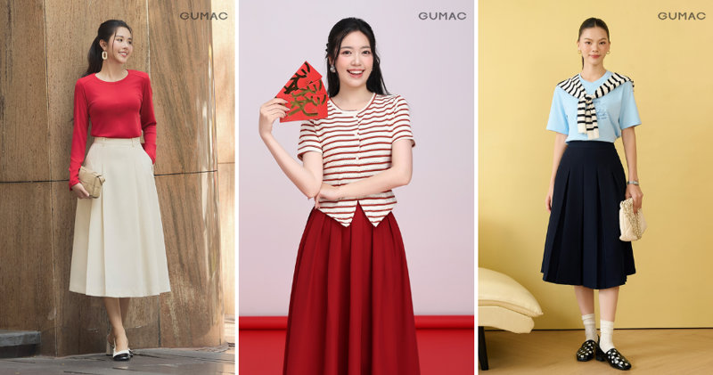 Phối đồ cực đơn giản với áo thun và chân váy xếp ly dài.
