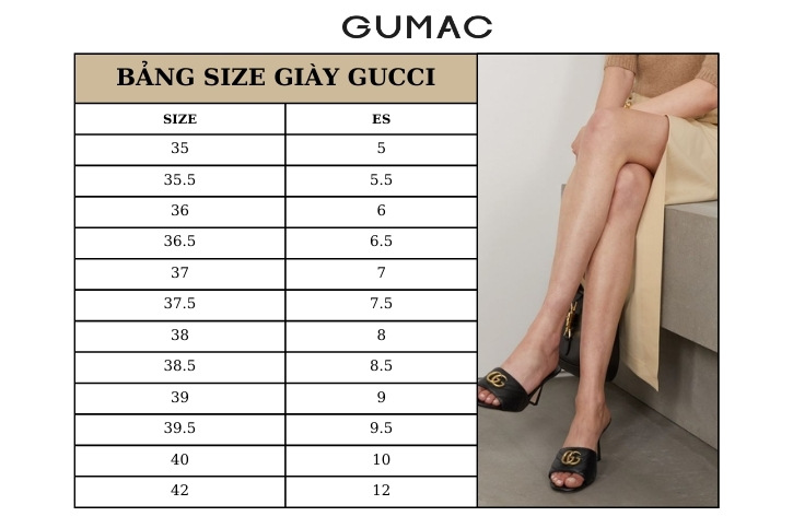 bang size giay gucci
