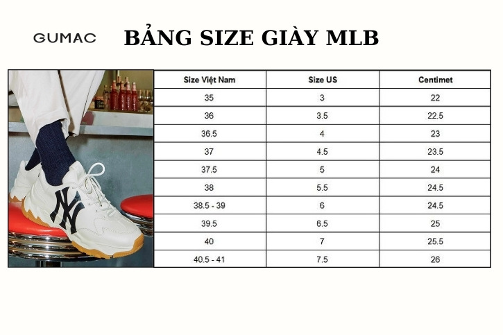 bang size giay mlb