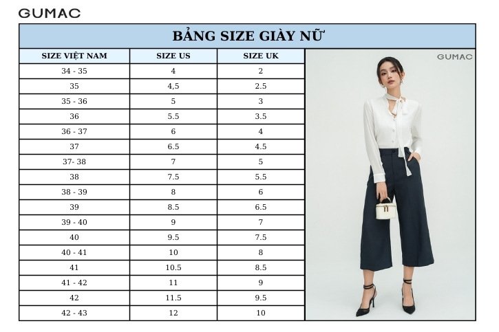 bang size giay nu chuan nhat