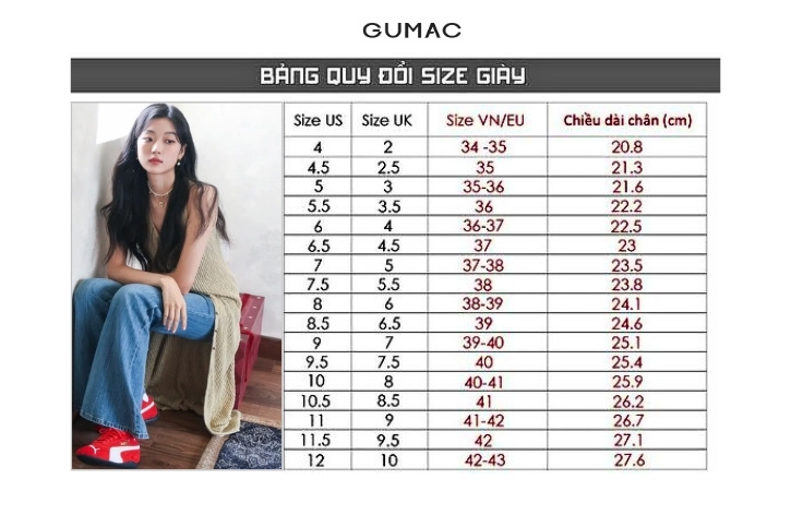 bang size giay nu puma