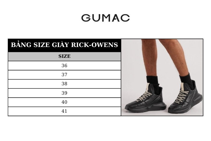 bang size giay rick owens