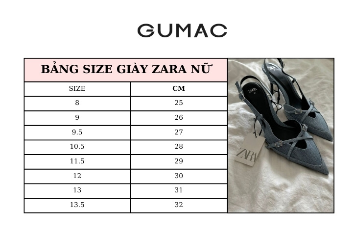 bang size giay zara