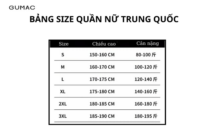 bang size quan nu trung quoc