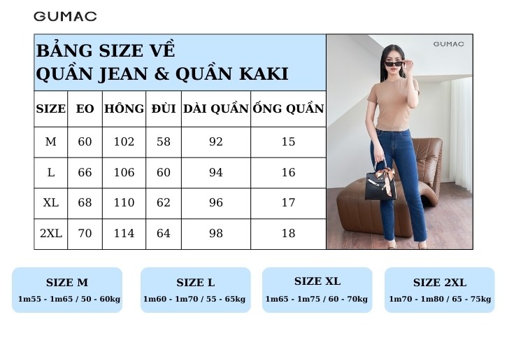 bang size quan jean quan kaki nu