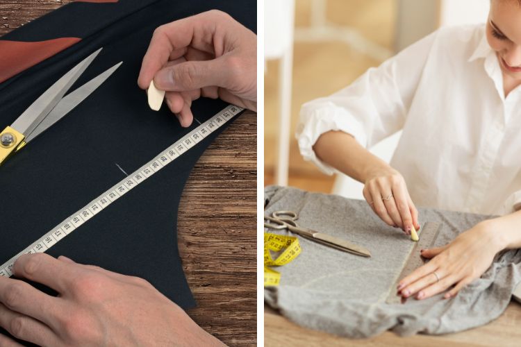 Bước 1: Đo và đánh dấu đũng quần cần sửa