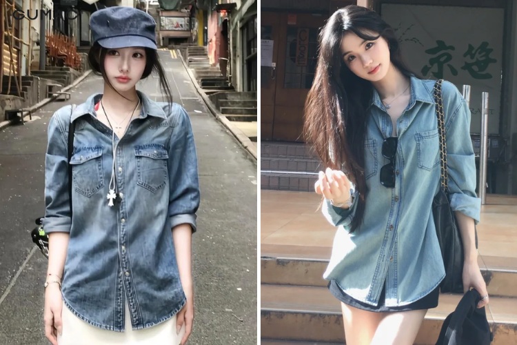 ao so mi jean dang suong ca tinh