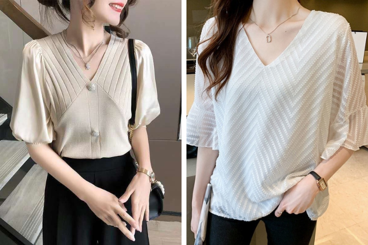 áo voan tay lỡ cổ chữ V