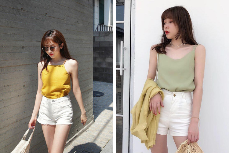 Áo hai dây với quần short