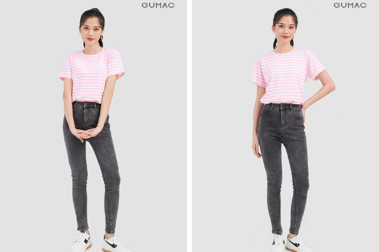 Áo thun với quần jean
