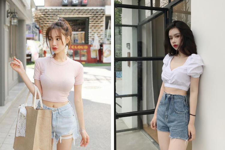Áo croptop với quần short