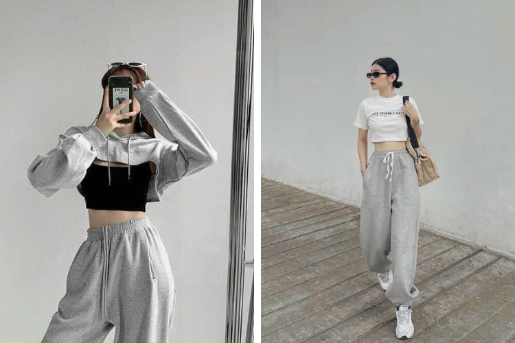 Áo croptop với quần jogger