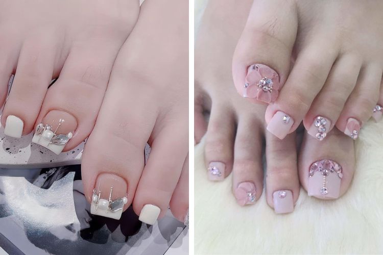 mau nail chan du tiec dinh da sang trong