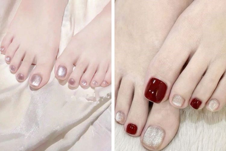 cac mau nail chan dep son nhu lap lanh