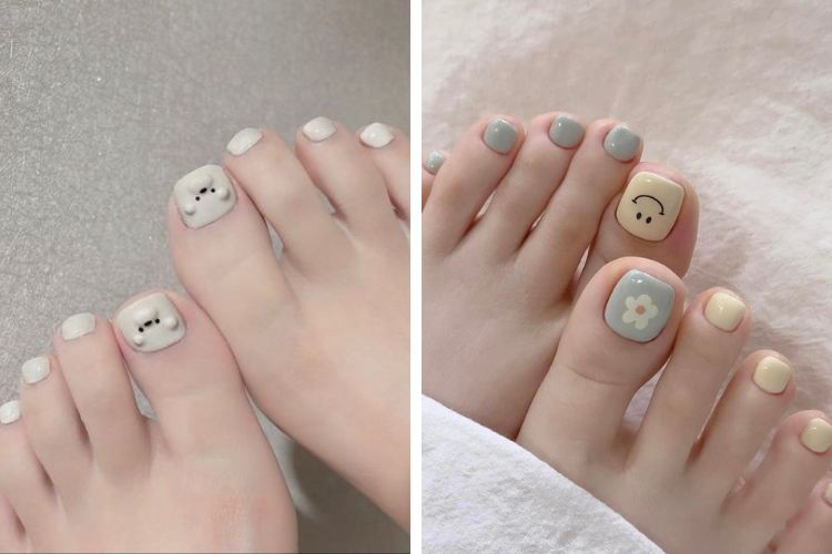 nhung mau nail chan hoa tiet de thuong