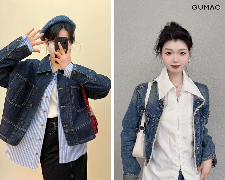 mix đồ với áo khoác jean lửng