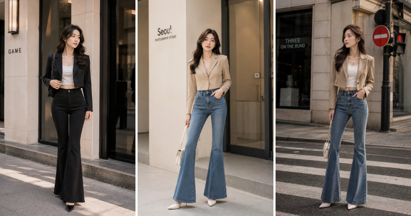 Áo vest nữ ngắn phối quần ống loe sành điệu, tôn dáng.