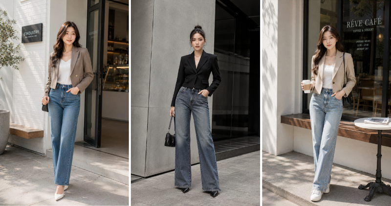Phối đồ với áo vest ngắn và quần jeans năng động, cá tính.