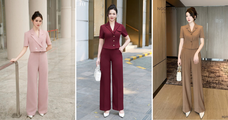Quần tây ống rộng cạp cao kết hợp cùng vest ngắn sẽ tạo ra một tỷ lệ vàng cho cơ thể.