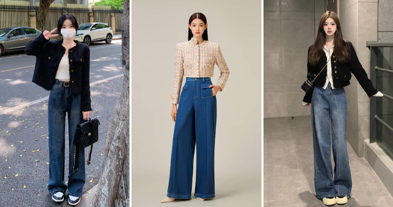 Áo khoác dạ ngắn kết hợp cùng quần jeans tạo nên một set đồ vừa thời thượng lại vừa trẻ trung.