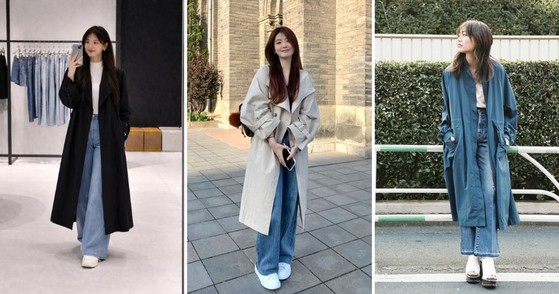 Trench coat và áo len ôm là