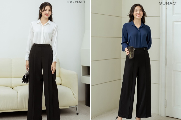 Phối quần tây áo sơ mi nữ cho cô nàng cao gầy