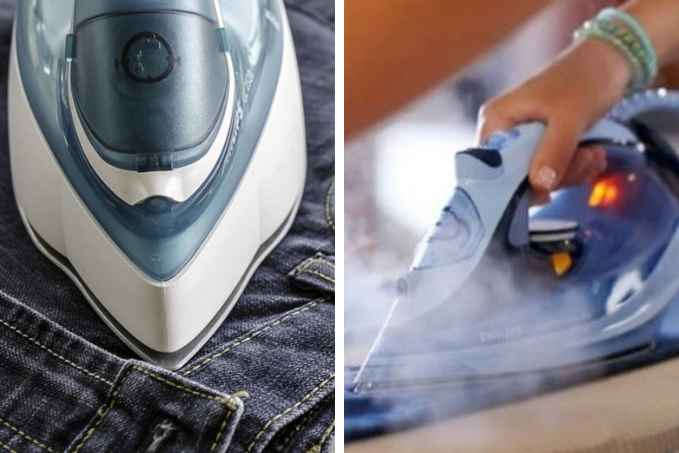 Dùng bàn là để vừa là vừa kéo quần jean 