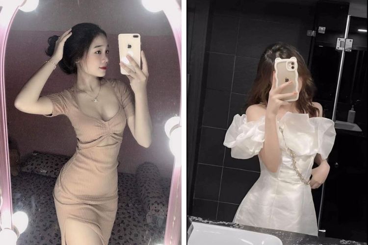 Cách chụp ảnh đứng selfie trước gương với váy body