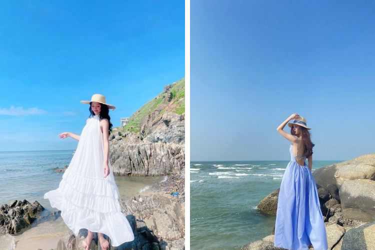 Cách tạo dáng đẹp với mũ rộng vành phối váy maxi