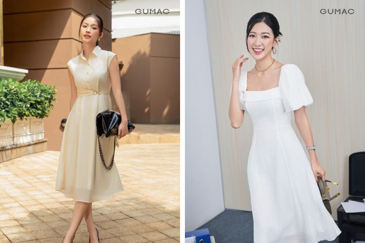 Tạo dáng chụp ảnh váy xòe đẹp khi nghiêng người