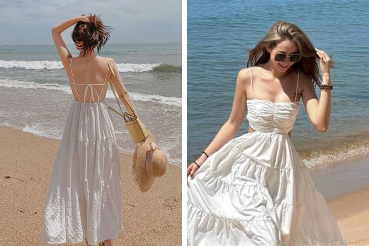 Tạo dáng vuốt tóc với váy max