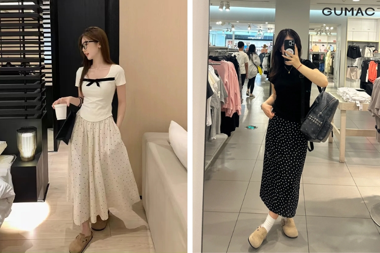 Màu sắc của chân váy chấm bi