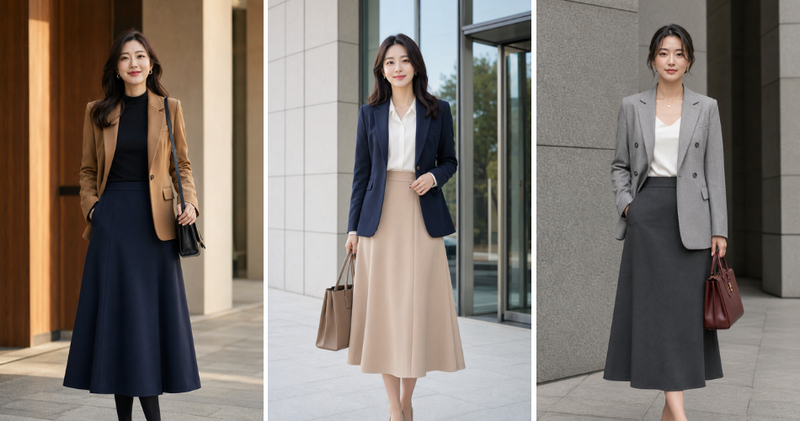 Phối chân váy chữ A dài với áo blazer giúp chị em toát lên vẻ đáng tin cậy và chuyên nghiệp.
