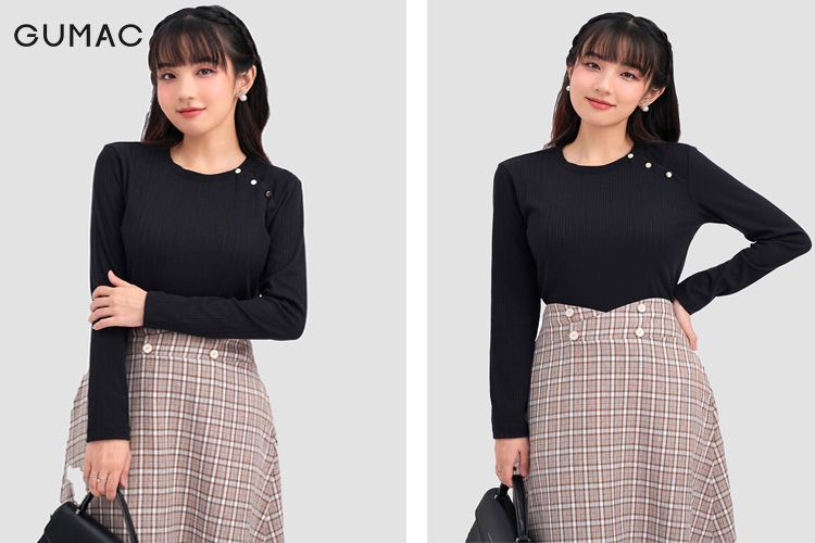 Mix chân váy hình chữ A cho người dáng chữ I