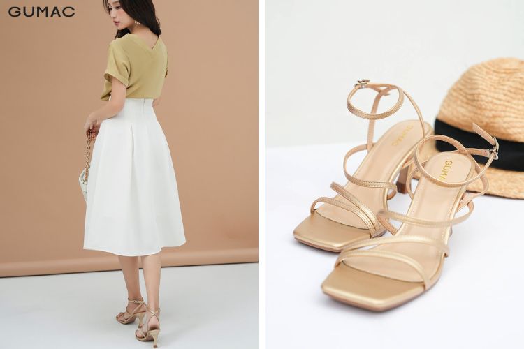 chan vay xoe cung giay sandal