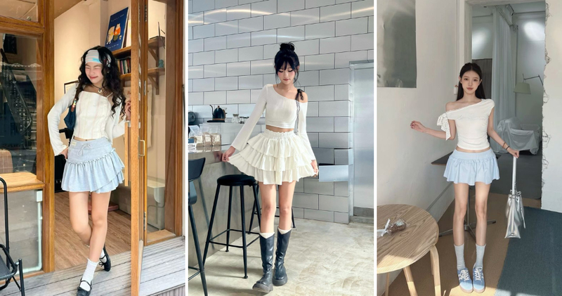 Áo croptop phối cùng chân váy xòe hack dáng tuyệt đối, tôn vinh đường cong.