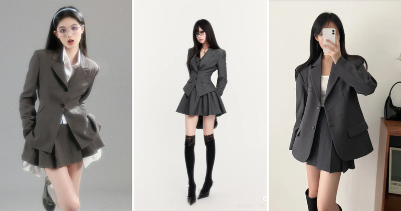 Set đồ áo Blazer/Vest mix chân váy xòe giúp nàng nhân đôi khí chất.