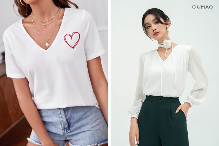 Chọn chất liệu cho áo thun cổ tim nữ