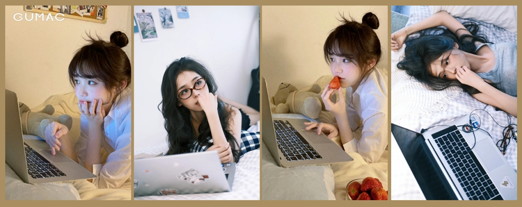 cach chup anh tren giuong voi laptop