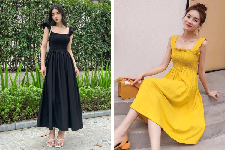 đầm 2 dây chun ngực đầm 2 dây chun ngực